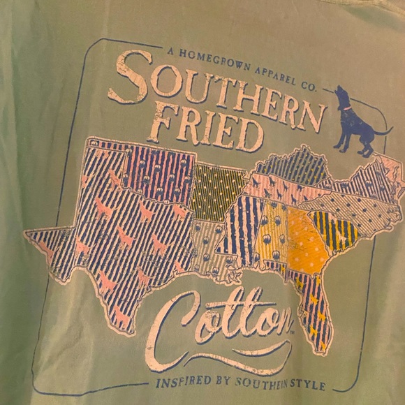 Mens size M Southern Fried Cotton Aqua Long sleeve barely worn Gorgeous Graphics - Picture 10 of 13